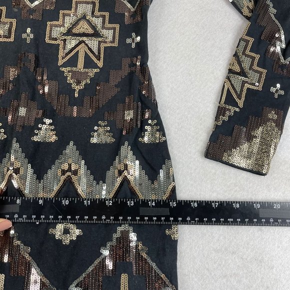 EXPRESS Women S Black Multi Sequin Bodycon Cocktail Party Off The Shoulder Dress - Picture 12 of 14